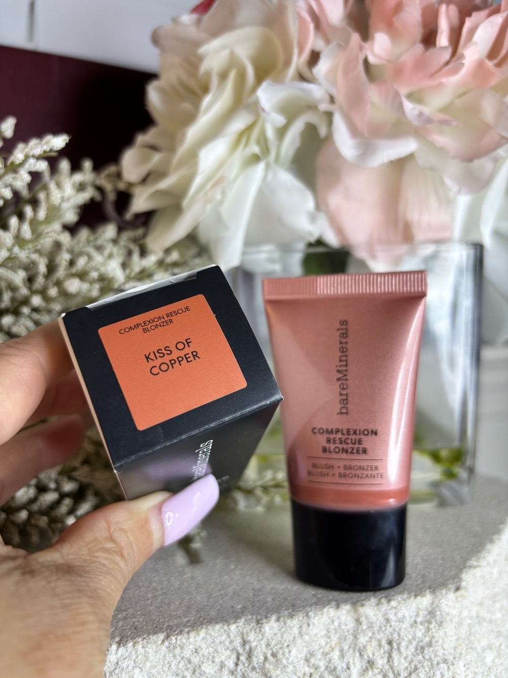 NIB-bareMinerals-Complexion Rescue Blonzer-Liquid Blush + Bronzer-Kiss of Copper
